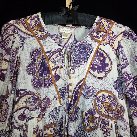 NWT BAND OF THE FREE Purple Paisley Long Sleeve Mini Dress M - Picture 3 of 15
